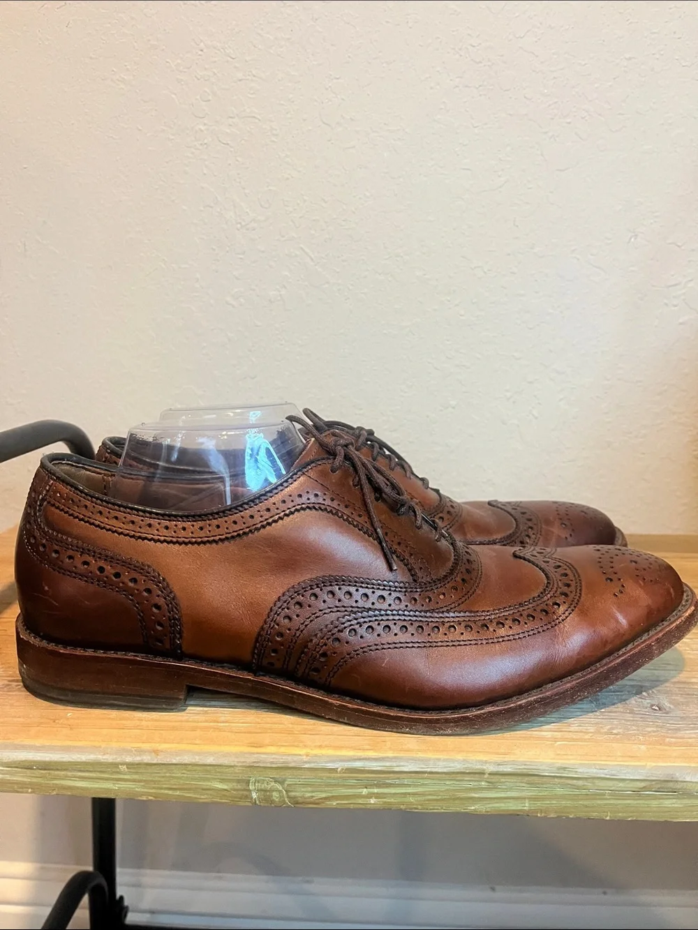 Allen Edmonds Mens Mcallister Oxfords Wingtip Light Brown Leather Size 10.5